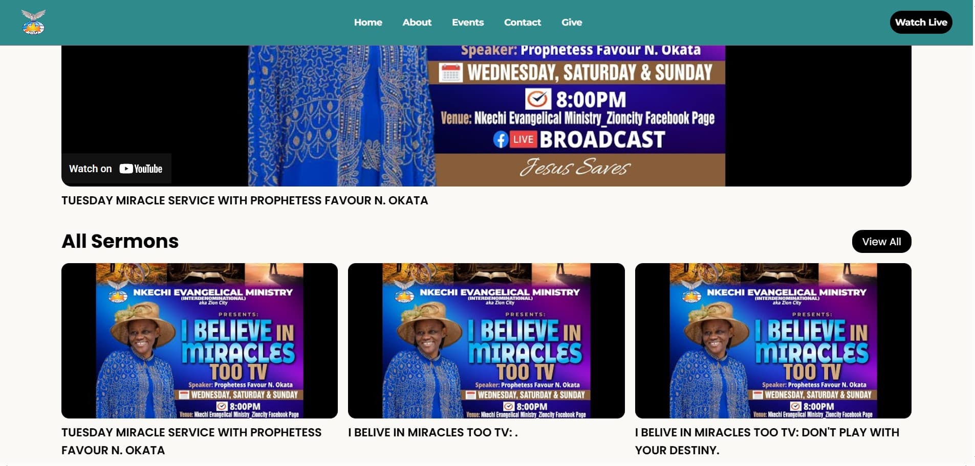 Nkechi Evangelical Ministry Website screenshot 3