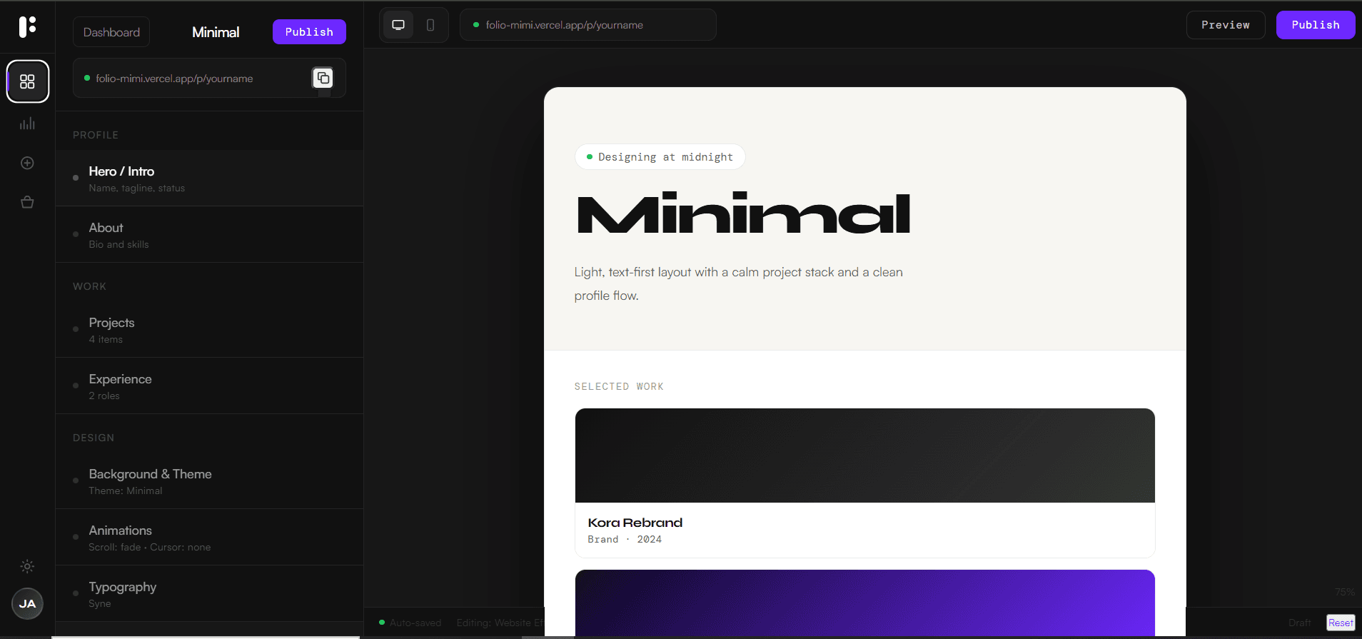 Folio Portfolio Template Generator screenshot 2